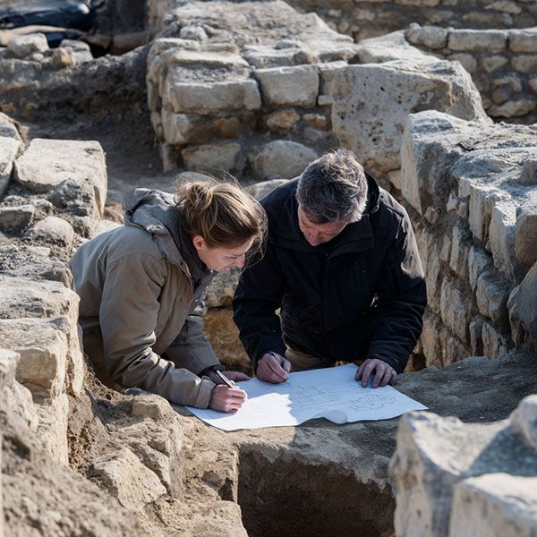 Rilievo archeologico da parte di due tecnici qualificati