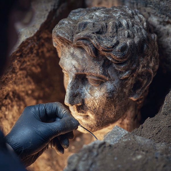 Fasi di rilievo archeologico di una scultura mediante scansione 3D